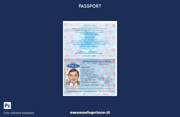 modello pre passaporto USA in stile verificato
